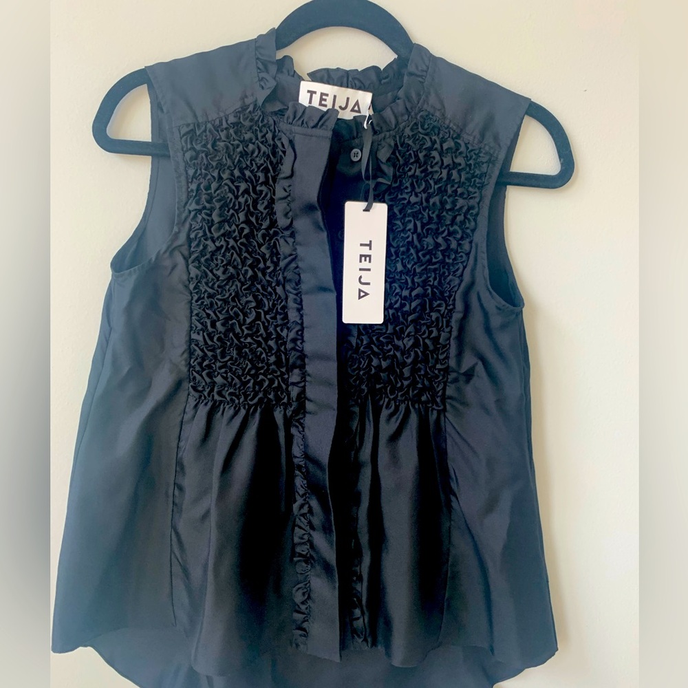 New with Tags TEIJA black silk blouse -UK size 6